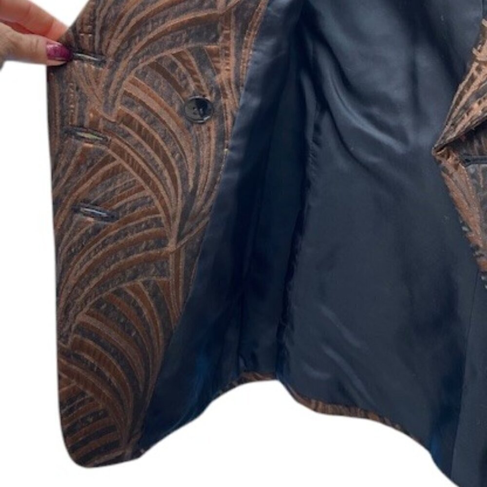 Albert Nipon Evening Blazer Jacket Black Bronze Metallic Rhinestone Buttons SZ 8 - Picture 12 of 15